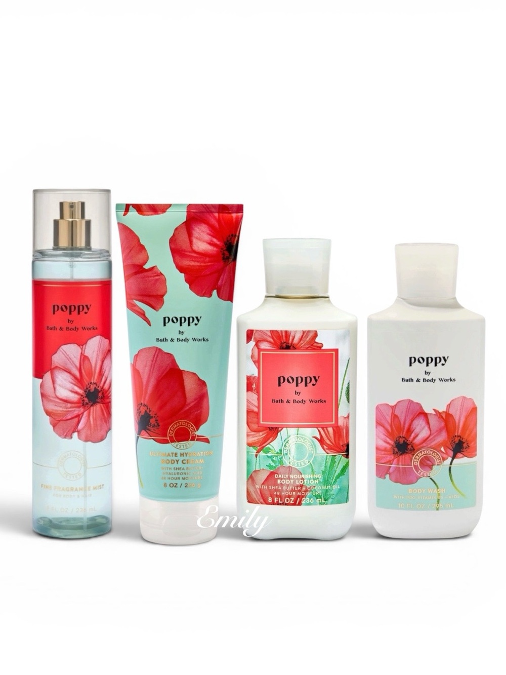 Bath & Body Works POPPY 4 Piece Body Care Gift Set